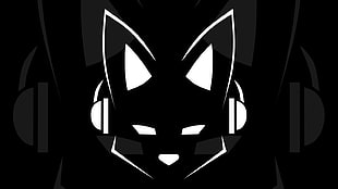 white and black monster logo, minimalism, furry, music, Lapfox