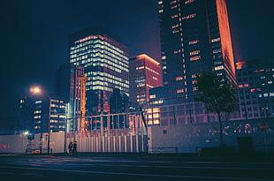 commercial buildings, Japan, night, neon, Masashi Wakui HD wallpaper