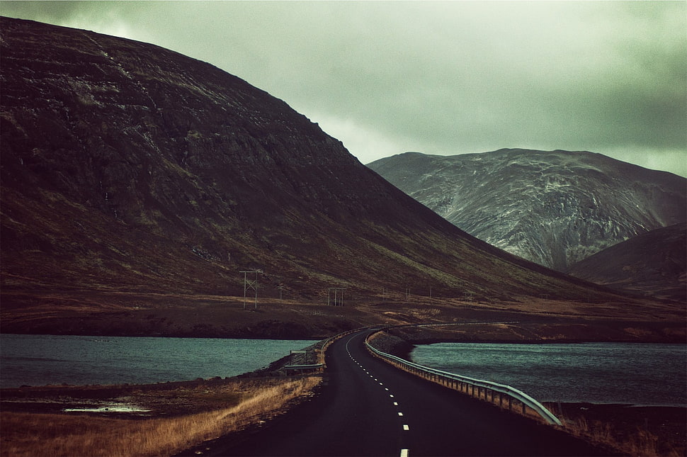 black asphalt road, photography, landscape, nature, clouds HD wallpaper