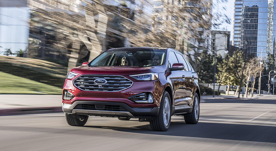 red Ford sedan, Ford Edge, 2018 Cars, 4k HD wallpaper