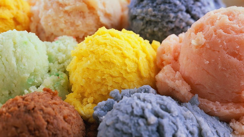 assorted flavors of ice creams HD wallpaper