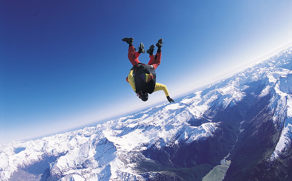 man flying in the sky HD wallpaper