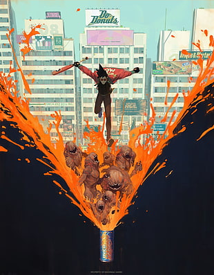 man carrying baseball bat anime character, Sunset Overdrive, Xbox One HD wallpaper
