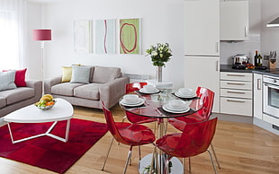 red round table with chair HD wallpaper