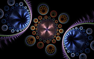 purple, black and orange abstract painting