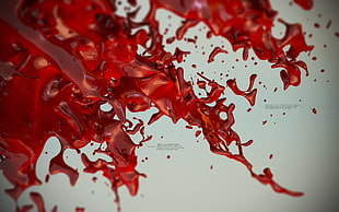3D, liquid, digital art, blood HD wallpaper