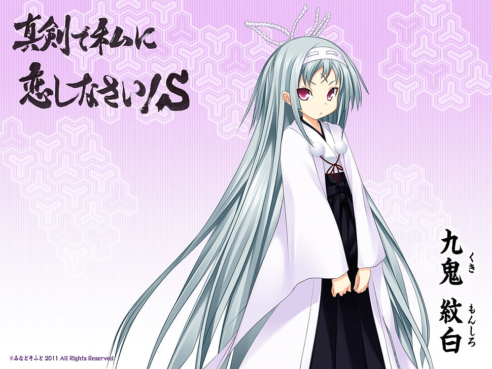 female anime character with gray hair HD wallpaper