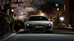 white Audi car, Audi R8, video games, Gran Turismo 5, car