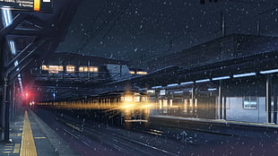 train on station painting HD wallpaper