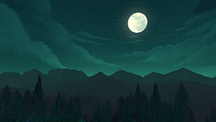 moon and mountains illustration