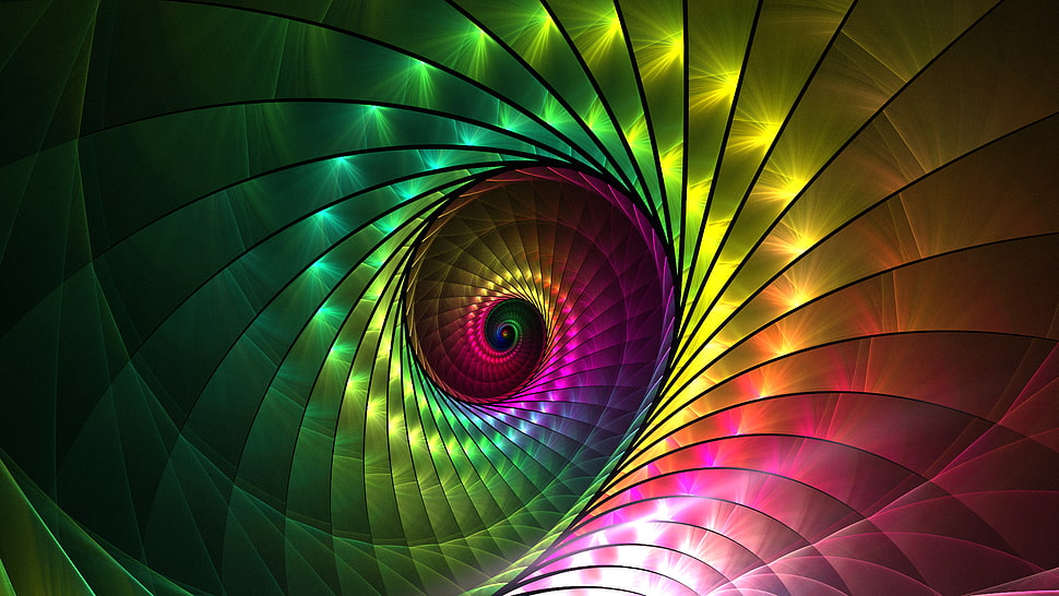 assorted-color spiral illustration, abstract, spiral, fractal HD wallpaper