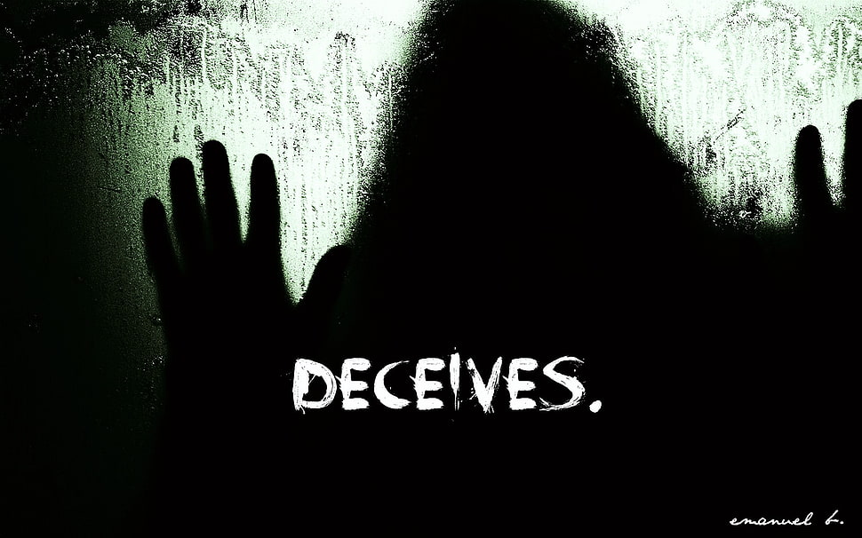 deceives text, quote, dark, typography, hands HD wallpaper