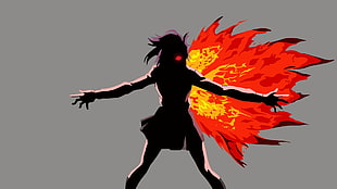 purple haired anime character with flames on back illustration, Tokyo Ghoul, Kirishima Touka