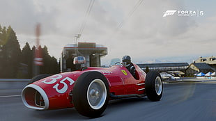 red Ferrari rally car, Forza Motorsport, Ferrari, car, video games HD wallpaper