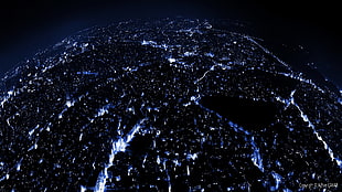 aerial view of city, cityscape, lights