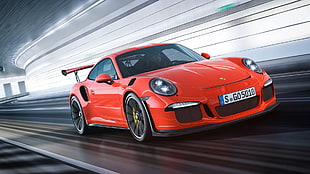 red Porsche Carrera, Porsche 911 GT3 RS, car, red cars HD wallpaper