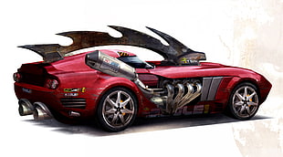red and gray coupe illustration