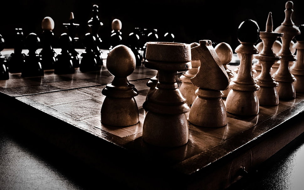 brown and black wooden chess board set, chess HD wallpaper