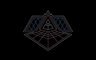 brown, white, and blue pyramid logo, Daft Punk
