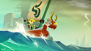 Legend of Zelda Link illustration, The Legend of Zelda, The Legend of Zelda: Wind Waker, Link HD wallpaper