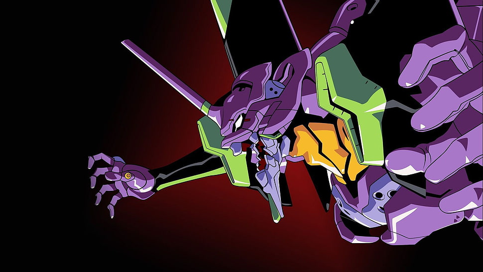 robot illustration, anime, Neon Genesis Evangelion, EVA Unit 01 HD wallpaper