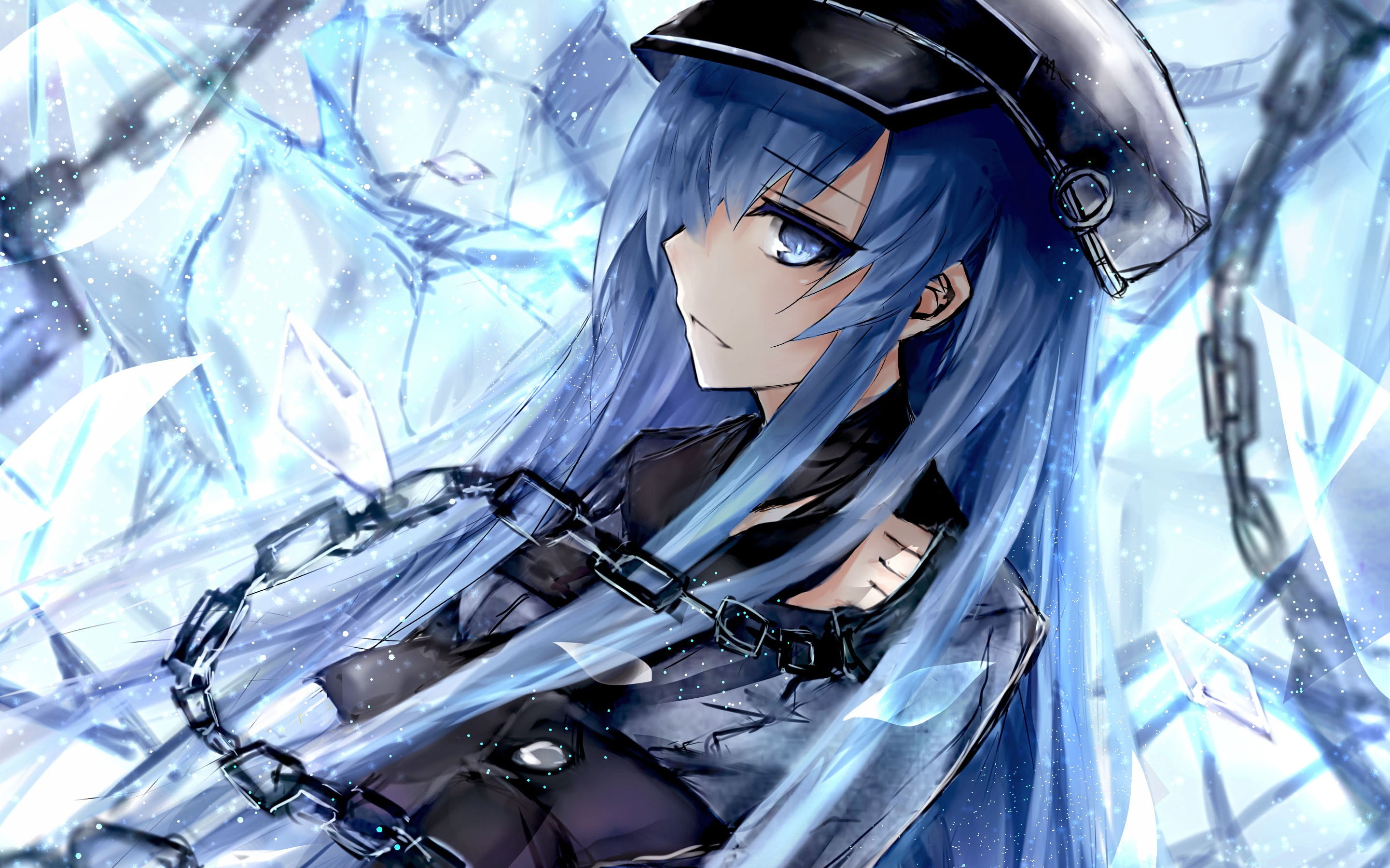 Blue haired female anime character HD wallpaper | Wallpaper Flare