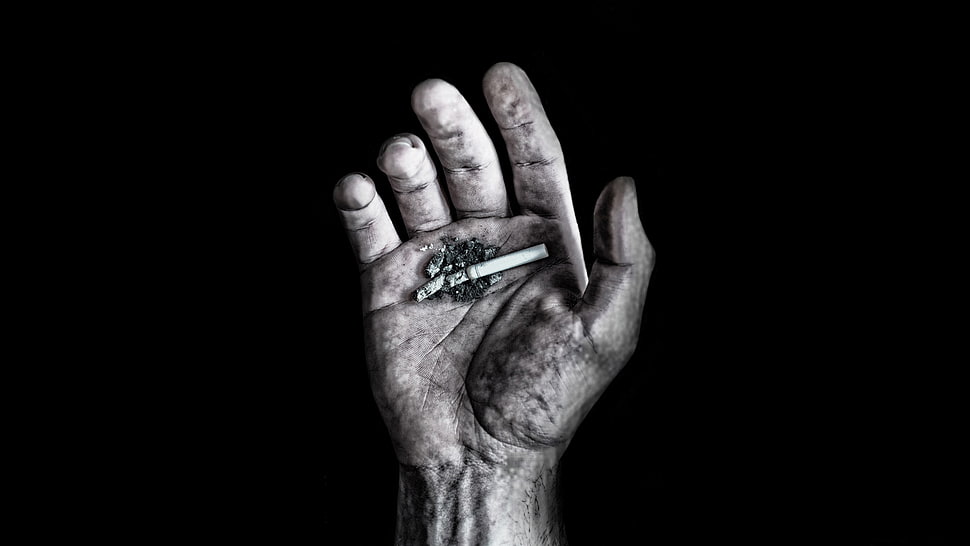 person holding cigarette stick artwork HD wallpaper