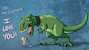 artwork, humor, dinosaurs, T-Rex HD wallpaper