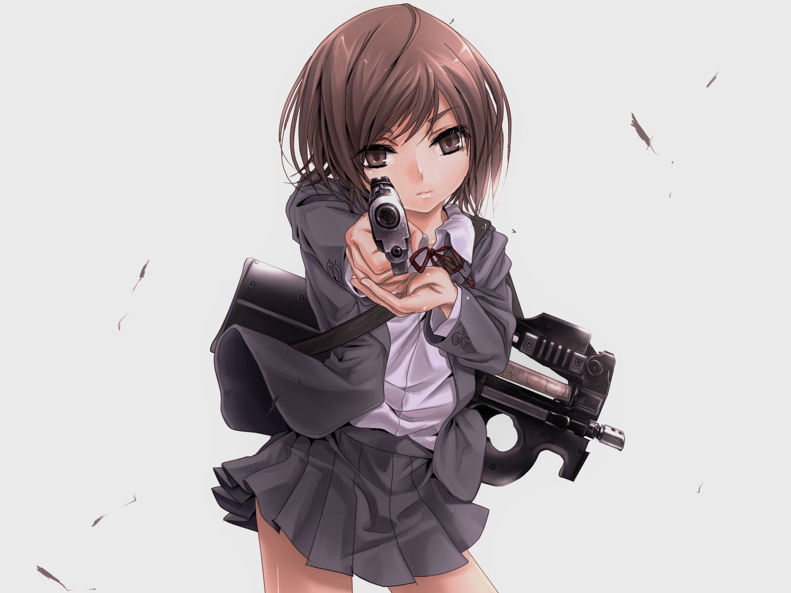 Girl Anime Character Holding Gun Andp90 Hd Wallpaper Wallpaper Flare 