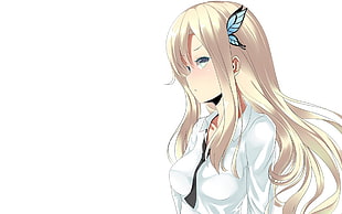 anime girl character wearing white dress shirt with black necktie digital wallpaper