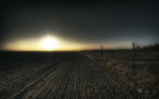 gray cyclone fence, photography, nature, field, HDR