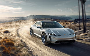 silver Porsche sedan, Porsche Mission E Cross Turismo, electric cars, 4k HD wallpaper
