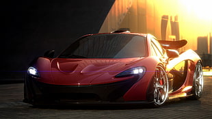 red sports car, car, McLaren P1