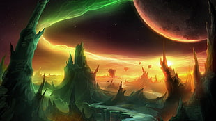 green mountain illustration, World of Warcraft, Outland, video games