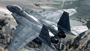 gray aircraft wallpaper, artwork, F15 Eagle, Ace Combat 6: Fires of Liberation