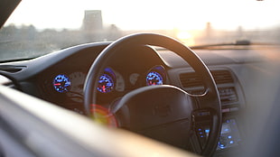 black Nissan steering wheel, Nissan, Silvia S14, Kouki, speedometer