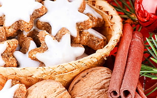 brown and white biscuits