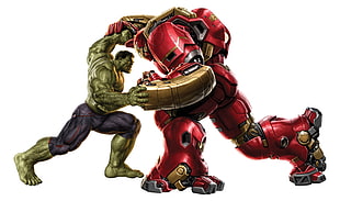 The Hulk and Hulk Buster digital art, Hulkbuster, Hulk, artwork HD wallpaper