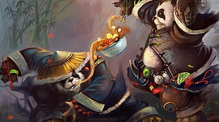 two pandas wallpaper, World of Warcraft, World of Warcraft: Mists of Pandaria HD wallpaper