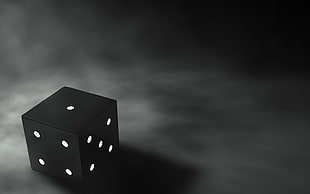 black die, dice, simple background, monochrome
