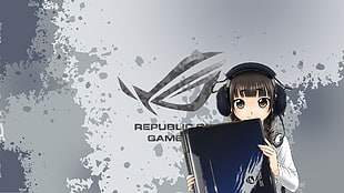 Republic of Gamers logo, anime girls, Republic of Gamers HD wallpaper