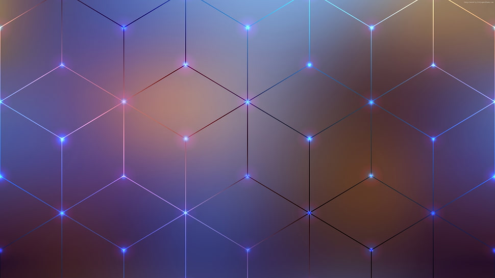 purple and blue cube illustration HD wallpaper