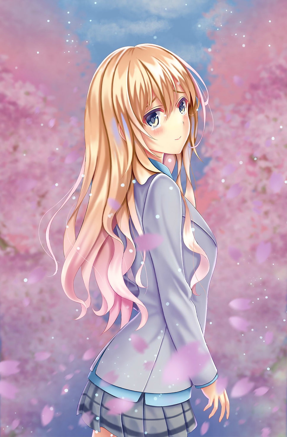 anime, anime girls, long hair, blonde HD wallpaper