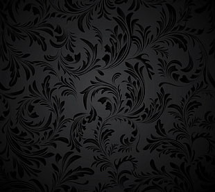 white and black floral wallpaper, texture