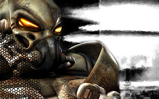cartoon character with mask digital wallpaper, Fallout