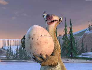 Ice Age Sid holding egg HD wallpaper