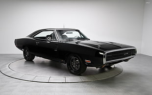 black coupe, Dodge Charger R/T, Charger RT, black, Dodge