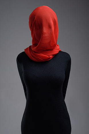 women's black bodycon dress, women, model, red, simple background HD wallpaper