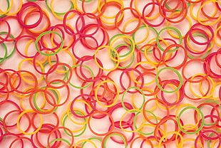 red,yellow,and green loom band lot HD wallpaper