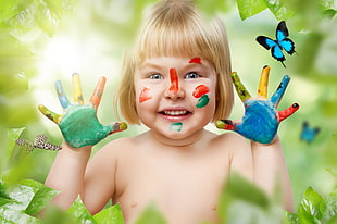 toddler hand painting HD wallpaper